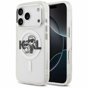 Karl Lagerfeld IML Glitter Karl & Choupette Sketch Logo MagSafe Ümbris jaoks iPhone 17 Pro - Clear