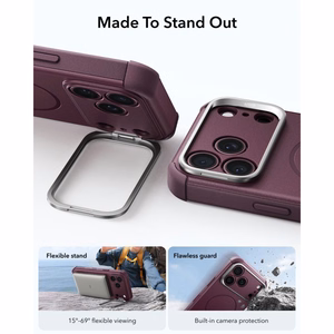 ESR Cyber Tough Kickstand MagSafe ümbris mudelitele iPhone 18 Pro Max / 17 Pro Max, tumeda kirsipunase värviga