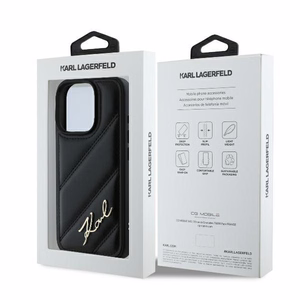 Karl Lagerfeld Quilted Signature iPhone 16 Pro Ümbris - Must