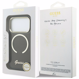 Guess IML Script Metal MagSafe Ümbris for iPhone 17 Pro Max - must
