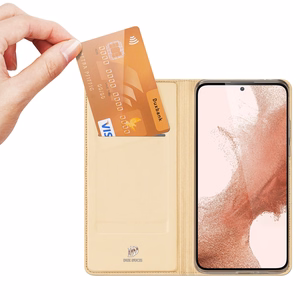 Dux Ducis Skin Pro Case for Samsung Galaxy S23+ Flip Card Wallet Stand Gold