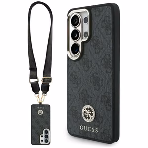 Guess 4G Big Rhinestone Triangle Strap MagSafe ümbris + rihm Samsung Galaxy S26 Ultra must