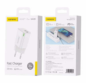 Foneng Wall laadija GAN35 GaN - 2xType C - PD 35W 3A valge