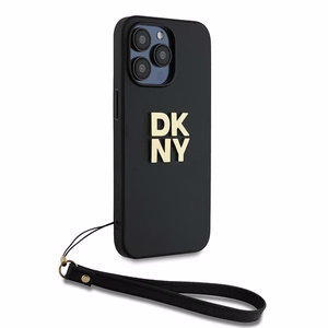 DKNY Wrist Strap Stock Logo ümbris jaoks iPhone 15 Pro Max - must
