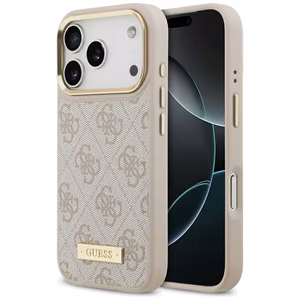 Guess 4G Logo Plate MagSafe Чехол для iPhone 17 Pro - розовый