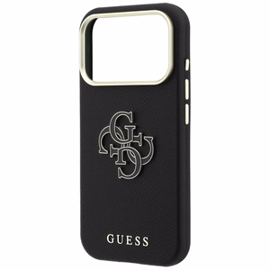Guess Grained & Big Resin Logo ümbris seadmele iPhone 18 Pro / 17 Pro – must