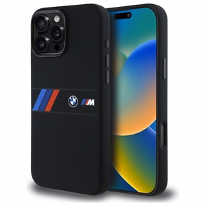 BMW Silicone Middle Stripe MagSafe Ümbris jaoks iPhone 16 Pro Max - must