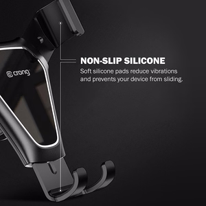 Crong Gravity Auto-Clip raskusjõul töötav auto telefonihoidik 4.7–6.5" telefonidele, must