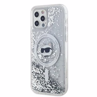 Karl Lagerfeld Liquid Glitter Choupette Head MagSafe Ümbris jaoks iPhone 12 / 12 Pro - läbipaistev