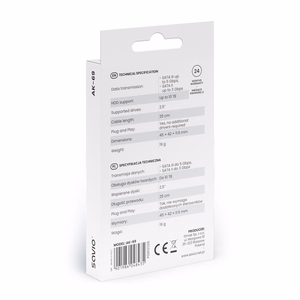 SAVIO AK-69 adapter USB-C 3.1 Gen 1 (M) – SATA (F) 2,5″ draividele