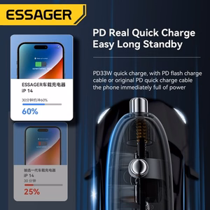 Autolaadija Essager Thumb läbipaistev (must) 33W (1xUSB QC3.0 / 1xPD)