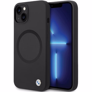 BMW BMHMP14SSILBK2 ümbris jaoks iPhone 14 - must Signature Liquid Silicone MagSafe
