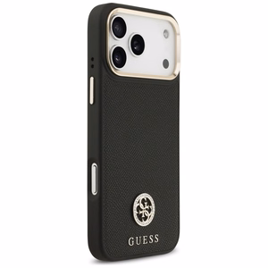Guess Grained Strass Logo MagSafe ümbris jaoks iPhone 17 Pro Max - must