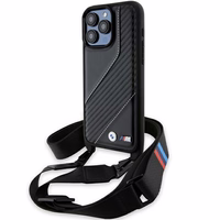BMW M Edition Carbon Stripe & Strap ümbris jaoks iPhone 15 Pro Max - must