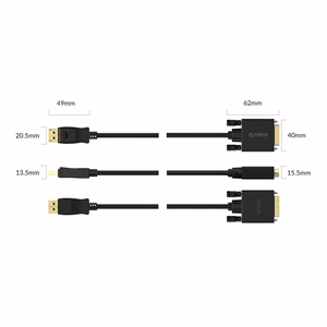 Orico XD-DTD DisplayPort–DVI, 4K kaabel, 3 m – must