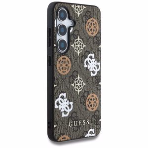 Guess 4G Printed Colored Peony Pattern MagSafe ümbris jaoks Samsung Galaxy S25 brown