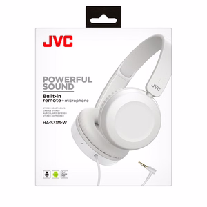 JVC HAS-31 WE juhtmega kõrvapealsed klapid puldi ja mikrofoniga, valged