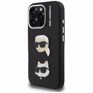 Karl Lagerfeld FW Grained Karl & Choupette Heads Pins Ümbris iPhone 16 Pro - must