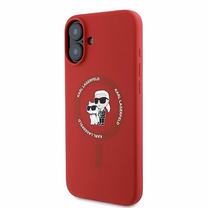 Karl Lagerfeld Silicone Karl&Choupette Heads Ring MagSafe Ümbris jaoks iPhone 16 Plus - Punane