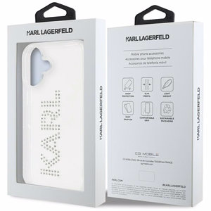 Karl Lagerfeld IML Rhinestones Logo iPhone 16 Ümbris - Läbipaistev