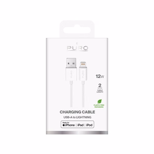 Puro TPE 12W USB-A - Lightning Kaabel 2m - valge