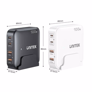 GaN võrgulaadija - Unitek P1229ABK01-EU | 100W 2x USB-C 2x USB-A