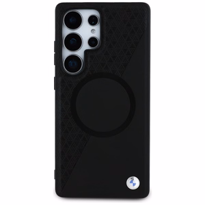 BMW Leather Half Textured MagSafe Ümbris jaoks Samsung Galaxy S25 Ultra - must