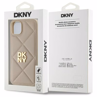 DKNY Quilted Stack Logo iPhone 15 Plus Ümbris - Beige