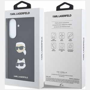 Karl Lagerfeld ümbris Karl&Choupette Heads Pins&Logo kujundusega Samsung Galaxy A57 5G jaoks, must