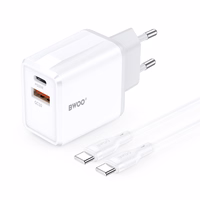 BWOO seina laadija CDA182 QC 38W 1x USB-A + 1x USB-C koos USB-C kaabliga 1 m must