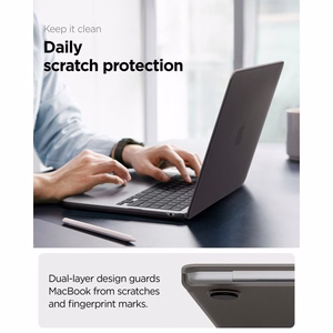 Spigen AirSkin ümbris MacBook Air 13" 2023 / 2024 / 2025 / 2026 jaoks – poolläbipaistev