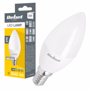 Rebel candle-shaped E14 LED bulb, 7 W, 4000 K, 230 V