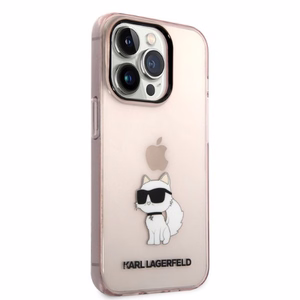 Karl Lagerfeld Ikonik Choupette ümbris jaoks iPhone 14 Pro Max - roosa