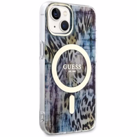 Guess Leopard MagSafe ümbris jaoks iPhone 14 - sinine