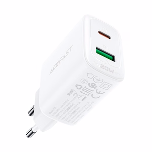 Acefast wall Laadija USB Type C / USB 20W, PPS, PD, QC 3.0, AFC, FCP valge (A25 valge)