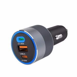 Car laadija Forcell F-Energy Alu 2 x USB C + USB A QC4.0 PD SFC2.0 4,5A 65W hall