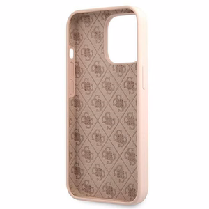 Guess GUHMP13LLSLMGLP iPhone 13 Pro / 13 6.1" светло-розовый/светло-розовый жёсткий чехол Silicone Script Gold Logo Magsafe