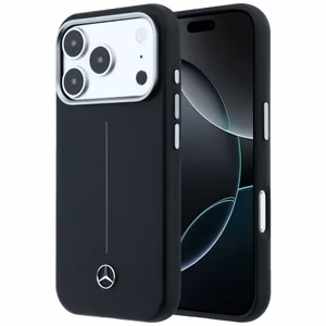 Mercedes nahk Iconic Line MagSafe ümbris iPhone 17 Pro Max - must