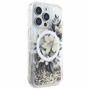 Guess Liquid Glitter Flower MagSafe iPhone 16 Pro Ümbris - Beige