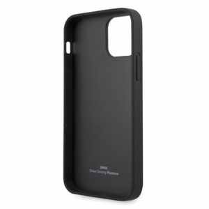 BMW nahast perforeeritud külgedega ümbris iPhone 12 Pro Max'ile - must