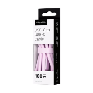 Kruger&Matz Basic USB-C–USB-C silikoonkaabel, 100 W, 1 m, roosa