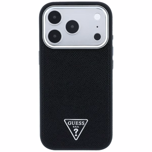 Guess Grained Triangle Logo MagSafe-ümbris iPhone 17 Pro / 18 Pro jaoks, must