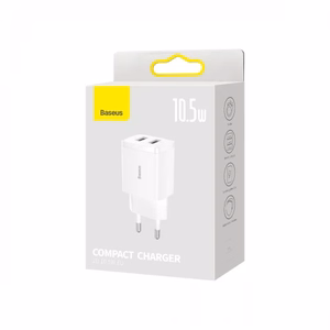 Laadija Baseus Compact valge 10.5W (2xUSB)