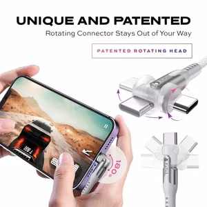 STATIK PowerPivot Pro nailonpunumisega kaabel, USB-C kuni USB-C, 3 m, valge