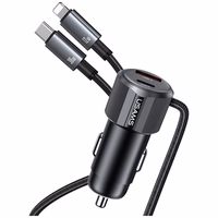 Autolaadija USAMS YT Series CC287 66W 1xUSB-A 1xUSB-C + kabel 2w1 USB-C/Lightning tarnish