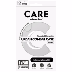 CARE by PanzerGlass Flagship Urban Combat Valge QI Ümbris jaoks Samsung Galaxy S25+ - Läbipaistev