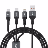 Dudao L3E 3 in 1 60W MicroUSB USB-C Lightning Kaabel 1.2m - must