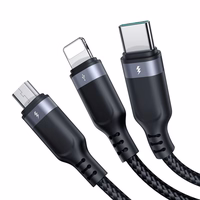 Joyroom S-A18 3in1 3.5A USB-A - Lightning+USB-C+MicroUSB kaabel 1.2m - must