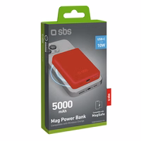 Powerbank SBS TEBB5000MAG1CR 5000 mAh ühilduv MagSafe'iga - punane