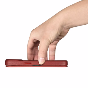 iCarer CE Premium Leather Folio Case iPhone 14 Plus Magnetic Flip Leather Folio Case MagSafe Red (WMI14220715-RD)